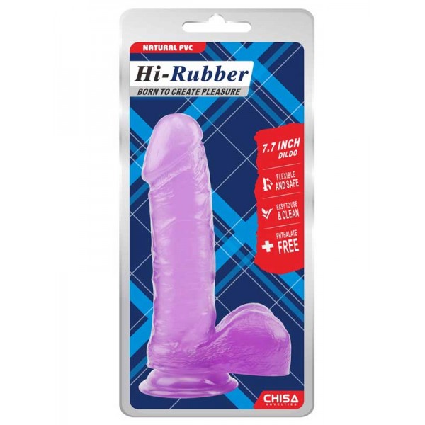 Hi-Rubber Şeffaf Jel Dildo - 19.5cm Mor
