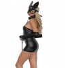 Siyah Tavşan Maskeli Deri Kostüm